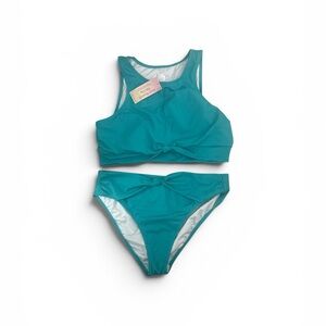 Women’s Venus Teal Two-Piece Swim Set - Knot Front Top & Briefs